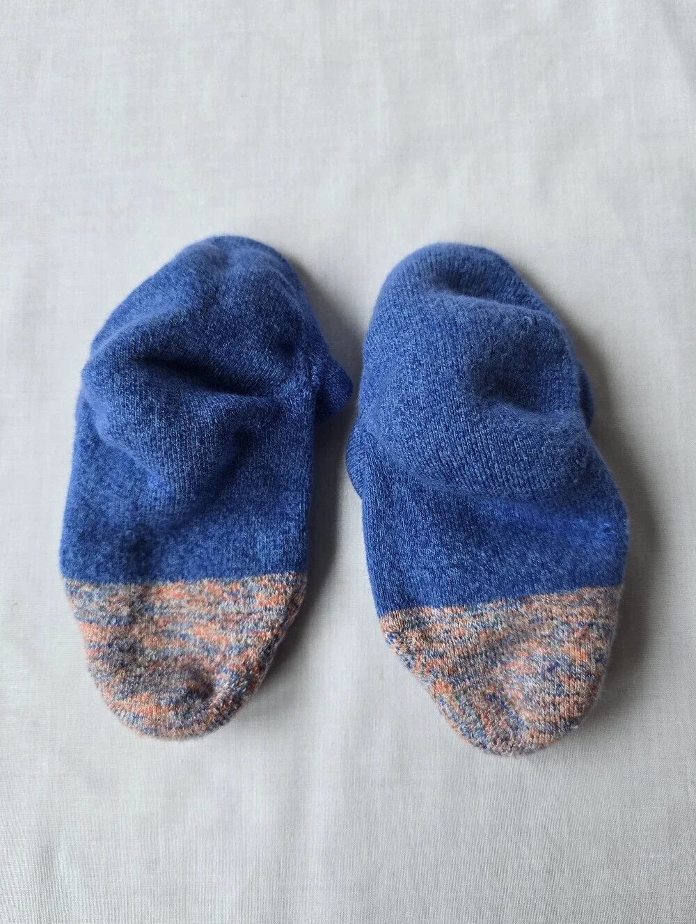 Bombas▪️Cushioned No Show Socks- Blue & Orange Heathered Toe w/ heel grips